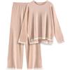 CMTOP Tuta Donna Completo Elegante 2 Pezzi Casual Tute da Ginnastica Tailleur Girocollo Maglia a Maniche Lunghe e Pantaloni a Gamba Larga Autunnale Invernale Completi Per La Casa