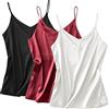 Miqieer Confezione da 3 Canotte da Donna in Seta, Canotta da Donna con Scollo a V, Camicia Senza Maniche in Seta Morbida e Rasata, XX-Large