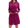 Mnamo Elegante accappatoio da donna con cappuccio e cerniera in spugna corto e leggero, Frutti di bosco., S