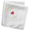 Inzepocket Fazzoletto in cotone biologico personalizzato - Messaggio d'amore (40 caratteri) e cuore rosso - 15 colori di filo - Scatola di lusso Regalo romantico ecosostenibile