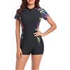 KBOPLEMQ Muta corta in neoprene, da donna, girocollo, traspirante, nero, a maniche corte, senza maniche, surf, costume da bagno intero, R nero., XXL