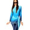 Generic Nuovo costume da bagno modesto Burkini Femmes musulmana donna costumi da bagno tre pezzi blu sfumato manica lunga pantaloni sunblock costumi da bagno estate spiaggia usura, Blu sfumato., S