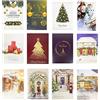 FFTANXS Auguri Natalizio Carte, Collassabile 24pcs Cartoline Di Natale Con Buste e carta da lettere e Adesivi set,Biglietto natalizio realizzato a mano, Biglietto Auguri Busta Regalo con Polvere d'oro Glitter