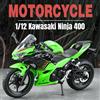 MAKEDA 1/12 KAWASAKI Ninja 400 Moto giocattolo in miniatura pressofuso in metallo modello 1:12 Super Sport collezione di suoni e luci regalo per ragazzo bambino