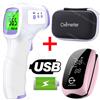 IDEABEL Termometro frontale meccanico Pulsossimetro da dito Monitor Misuratore di saturazione dell'ossigeno nel sangue Pulsossimetro Ricarica USB