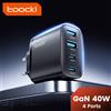 Toocki 40W GaN Caricabatterie rapido QC4.0 PD3.0 AFC SCP Caricatore USB tipo C a 4 porte per iPhone 16 15 14 Samsung S25 S24 Xiaomi Huawei OPPO