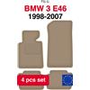 Wielganizator BMW 3E46 compact, coupé, berlina, station wagon, touring (1998-2007) - beige (4 pezzi) set di tappetini per auto