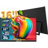 HGFRTEE Monitor portatile da 16'' 100% sRGB FHD1200P 300cd/m2 IPS Secondo display per MAC/Laptop/PC/Xbox/PS5/Switch