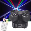 GVT Mini Testa Mobile a 4 Bracci per Effetti Scenici, Controllo DMX512 e Sonoro, LED RGBW, Fascio Luminoso, Laser Rosso e Verde, Strobo 3 in 1 per Discoteche, DJ, Feste e Bar