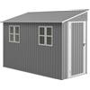 NONE Capanno in Metallo Resistente 4x10 FT con Kit Pavimento, Tetto a Falda, Doppia Porta e 2 Finestre, Ripostiglio da Giardino 1.2x3m