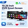 MEKEDE Dash Cam da 10,26 Pollici con CarPlay Wireless e Android Auto, Registratore Video DVR Portatile per Auto, Sistema Intelligente di Navigazione GPS, Schermo IPS 1600*600, Supporto Telecamera AHD, FM,