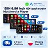 MEKEDE Autoradio Universale 1 Din da 5.2 e 6.86 Pollici con Lettore MP5, Carplay Wireless, Android Auto, Supporto Telecamera Posteriore, Mirror Link, Navigazione GPS, Siri, BT, SWC, FM, MIC, AUX, USB Type-C,