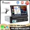 podofo Autoradio Podofo 7'' con Schermo Retrattile Manuale, Lettore MP5 1Din, Carplay, Android Auto, Bluetooth, Mirror Link, USB, D-play, Stereo per Auto