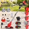 CONENTOOL Tagliabordi Elettrico a Batteria 21V 1500W 15000RPM con Manico Telescopico Pieghevole, 5 Accessori di Taglio, Lame a Sega, Lame Metalliche, Corde in Acciaio, Corde in Plastica per Giardino,