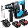 NONE Kit Trapano a Percussione Senza Fili 1300W Compatibile con Batteria Makita 21V, Motore Brushless 1.8J 360 ° Manico regolabile incluso, 5 punte da trapano (6/8/10/12/14 mm), 3 scalpelli, ideale per