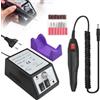 NONE Trapano Elettrico Professionale per Unghie 15000 RPM per Unghie in Acrilico e Gel | Kit per Unghie con 6 Punte e Bande Abrasive, Bassa Rumorosità, Set Lucidatore per Unghie Portatile per Manicure e