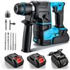 NONE Kit Trapano a Percussione Senza Fili 1300W Compatibile con Batteria Makita 21V, Motore Brushless 1.8J 360 ° Manico regolabile incluso, 5 punte da trapano (6/8/10/12/14 mm), 3 scalpelli, ideale per