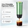NONE Macchina da Caffè Espresso Elettrica Portatile 3-in-1, Ricaricabile Senza Fili, con Display LCD Digitale, Compatibile con Capsule NES e Caffè Macinato, Mini Macchina da Caffè da Viaggio per Campeggio,