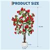 NONE Albero di osmanthus rosso artificiale Garvee da 120 cm, albero di fiori finti con tronco in legno naturale, pianta decorativa finta per casa, soggiorno e allestimenti nuziali, vaso bianco non incluso