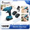 NONE Podofo Kit pistola per colla a caldo senza fili da 100 W per batteria Makita 18 V, pistola per colla a caldo a riscaldamento rapido con 2 batterie da 1300 mAh e caricabatterie, ugello antigoccia per