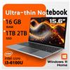 NONE Computer portatile da 15.6 pollici con Windows 11 Pro, processore Intel Core i3 6100U, 16GB di RAM, SSD da 1TB, sblocco con impronta digitale, computer portatile per ufficio.