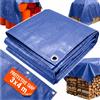 NONE Telo Impermeabile Resistente 3x4 m Blu in Polietilene, Telo di Copertura per Campeggio, Resistente ai Raggi UV e al Gelo, con Occhielli Metallici, Telo da Terra, Riparo da Giardino, Copertura per