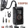 NONE Compressore d'Aria Portatile, Gonfiatore Pneumatici Auto Senza Fili, Pompa Elettrica 150PSI per Gonfiaggio Pneumatici Auto e Moto con Luce