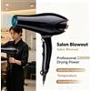 NONE Asciugacapelli Professionale a Ioni Negativi 2000W 2200W, Soffiatore per capelli con diffusore e beccuccio concentratore, Asciugacapelli per Salone e Casa 100-240V