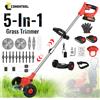 CONENTOOL Decespugliatore a Batteria 21V 1500W, Tagliaerba Elettrico con Ruota di Supporto, 5 Lame di Taglio, Asta Telescopica per Batteria Makita 18V