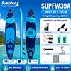 funwater Tavola da SUP Gonfiabile Funwater SUPFW39A 385x85x15cm, Capacità 230kg per Adulti, 2 Persone, con 2 Pagaie Regolabili, 3 Pinne, 2 Guinzagli di Sicurezza, 2 Sacche Impermeabili, Base per Fotocamera,