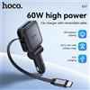 HOCO Caricabatterie da auto HOCO 60W a ricarica rapida con cavo USB-C retrattile per iPhone 17 16, caricatore sottile pieghevole da presa accendisigari per auto