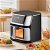 NONE Friggitrice ad Aria da 8L in Acciaio Inossidabile, Forno Elettrico Visibile di Grande Capacità con Touch Screen, Friggitrice Elettrica Multifunzione