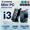 xia man Xiaman NUOVO Mini PC Intel Windows 11 Mini PC i3 Intel Core i3 6100U Mini Computer 16GB RAM 512GB 1TB SSD PC Desktop con Display a 3 Schermi Wifi 6 BT5.2 Mini Host