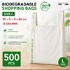NONE Buste Shopper Biodegradabili 500 Pezzi con Manici - Sacchetti Compostabili Resistenti per Supermercato, Negozi e Mercati - Made in Italy - Misure S, M, L