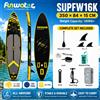 funwater Tavola da Stand Up Paddle Gonfiabile Funwater SUPFW16K 350x84x15cm, Capacità 180kg per Adulti, con Pagaia Regolabile, 3 Pinne, Leash di Sicurezza, Borsa Impermeabile, Tracolla, Pompa Manuale, Zaino,