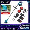 NONE Podofo Tagliaerba Elettrico a Spazzole 7800 RPM, Decespugliatore Ricaricabile 21V 1800W Senza Fili, Asta Telescopica 95-135CM con 5 Batterie e 3 Lame per Taglio Erba, Erbacce su Terreni Complessi e