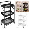 NONE Carrello a 3 Ripiani con Ruote, Scaffale da Cucina Mobile, Carrello da Terra Multilivello per la Conservazione di Snack, Frutta e Verdura