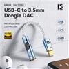KBEAR DAC1PRO Dongle DAC HiFi da Type-C a 3.5mm, Cavo Adattatore Decoder Audio Digitale Senza Perdita per TBX Kalideer KB02