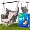 NONE Sedia a dondolo brasiliana da giardino con cuscini 100x130cm, grigio scuro, in cotone e poliestere, amaca sospesa per balcone, terrazza, patio, giardino, interni ed esterni, seduta a dondolo per
