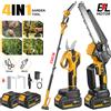 GECOFEER Sega a Catena Elettrica Cordless 4in1 con Asta di Prolunga da 8 Pollici, Forbici per Rami Alti da 32MM, Utensile da Giardinaggio per Batteria Makita 18V