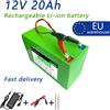 DAWEIKALA Batteria ricaricabile agli ioni di litio 12V 20Ah 18650 per spruzzatore, auto giocattolo elettrica per bambini, controllo accessi in scala, con caricatore BMS.