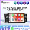 podofo Autoradio Podofo 2+64G con GPS, Stereo, Carplay Wireless, Android Auto per Fiat Punto 05-09/Linea 07-11, Bluetooth, Wifi, 2Din.