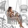 NONE Sedia Sospesa Intrecciata Boho per Giardino, Casa, Terrazza, Balcone, Interno ed Esterno, Sedia Relax con Sospensione a Corda, per Adulti e Bambini, Design a Nido Rotondo, Telaio Robusto, Seduta