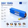Makita Batteria al Litio 36V 10Ah 10000mAh 10S3P 18650 con BMS Intelligente per Scooter Elettrico, E-bike, Bicicletta Modificata, Motore 500W, Batteria Ricaricabile Impermeabile, Connettore XT60 T Plug