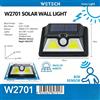 NONE WETECH W2701 Lampada Solare da Parete per Esterni con Sensore di Movimento 46COB+6LED Pannello Solare 5.5V Batteria 1200mAh 18650 Accensione dal Crepuscolo all'Alba Luce di Sicurezza Impermeabile per