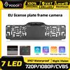 podofo Telecamera di Retromarcia Podofo per Auto con Cornice Porta Targa Europea, Impermeabile, Visione Notturna 720P o 1080P, Immagine a Colori Notturna con 7 LED Regolabili