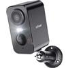 IeGeek 2K 3MP Telecamera di Sicurezza Wireless Nera per Esterni con Visione Notturna a Colori, Batteria Ricaricabile, Sistema di Videosorveglianza CCTV, WiFi per Casa, Sirena Luminosa, Interfono