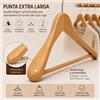 NONE Set Grucce in Legno Naturale con Gancio in Metallo 44,5 cm - Stampelle Robuste con Spalle Larghe per Cappotti, Giacche, Camicie e Pantaloni