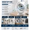 NONE Ventilatore da Tavolo Portatile Ricaricabile USB, Mini Ventilatore da Scrivania Silenzioso a 3 Velocità con Lunga Durata della Batteria per Ufficio, Casa, Camera da Letto