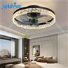 Jelena Ventilatore da soffitto rotondo Jelena Low Floor con illuminazione integrata, moderno, 50 cm, con lampada a LED e telecomando APP, 6 velocità regolabili per cucine e camere da letto.